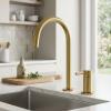 Pure.Sink Luxion 2-hole gold kitchen faucet with round spout PLX2HR-60